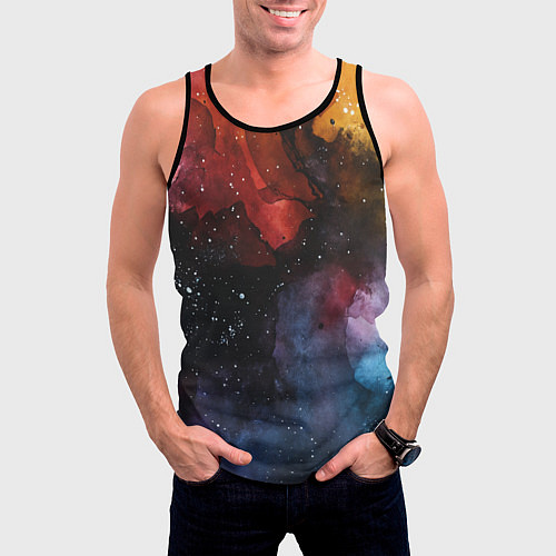 Мужская майка без рукавов Акварельная цветная абстракция / 3D-Черный – фото 3