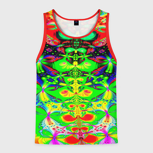 Мужская майка без рукавов Оптический фрактал кислота / 3D-Красный – фото 1