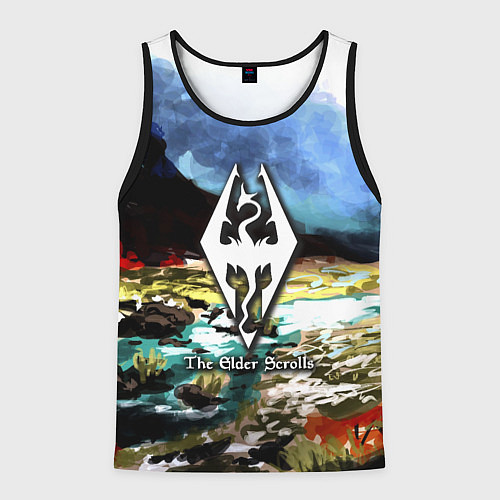 Мужская майка без рукавов Cкайрим краски художника / 3D-Черный – фото 1