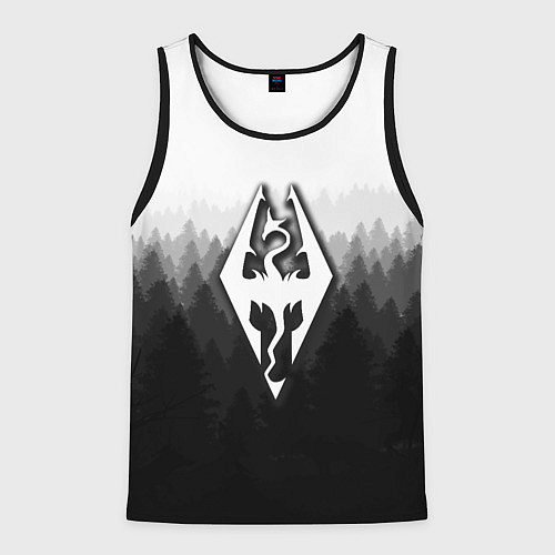 Мужская майка без рукавов Скайрим лес лого / 3D-Черный – фото 1