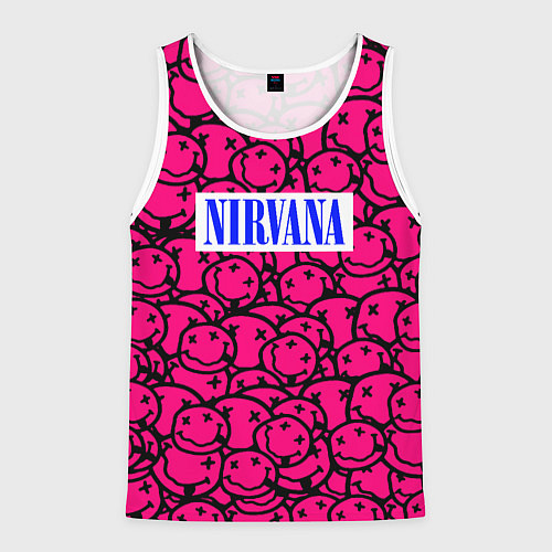 Мужская майка без рукавов Nirvana pink logo / 3D-Белый – фото 1