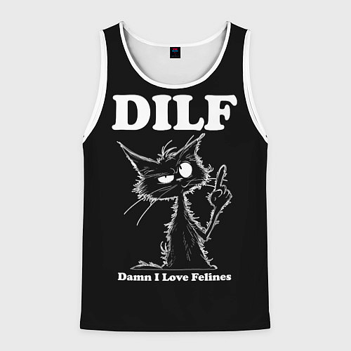 Мужская майка без рукавов DILF - damn I love felines / 3D-Белый – фото 1