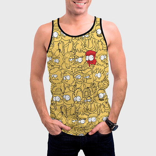Мужская майка без рукавов Красный человечек / 3D-Черный – фото 3