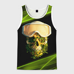 Мужская майка без рукавов Цветущий череп в горнолыжных очках