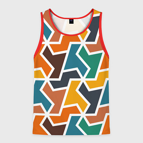 Мужская майка без рукавов Геометрический узор разноцветный / 3D-Красный – фото 1