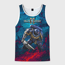 Майка-безрукавка мужская Warhammer 40000 space marine 2 ультрамарин, цвет: 3D-белый