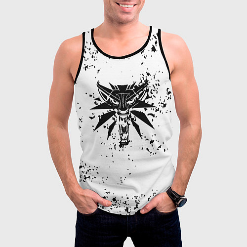 Мужская майка без рукавов Ведьмак краски лого / 3D-Черный – фото 3