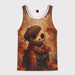 Мужская майка без рукавов Тыквенный Джек в кепке