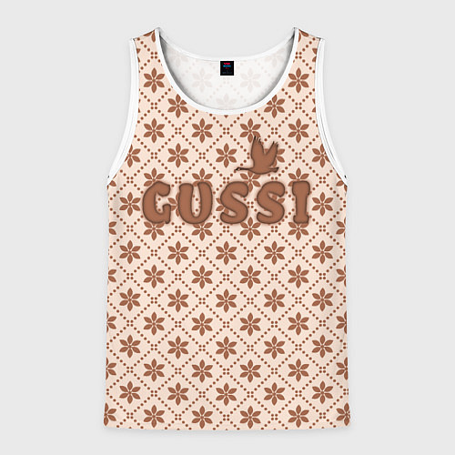 Мужская майка без рукавов Гусси - узор в стиле Гучи / 3D-Белый – фото 1