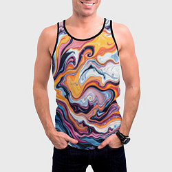 Майка-безрукавка мужская Жидкие разноцветные краски, цвет: 3D-черный — фото 2