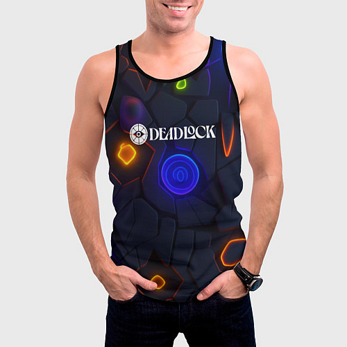 Мужская майка без рукавов Deadlock logo текстурные плиты / 3D-Черный – фото 3