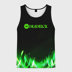 Майка-безрукавка мужская Deadlock logo зеленый огонь, цвет: 3D-черный