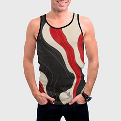 Майка-безрукавка мужская Абстрактные волнистые полосы, цвет: 3D-черный — фото 2