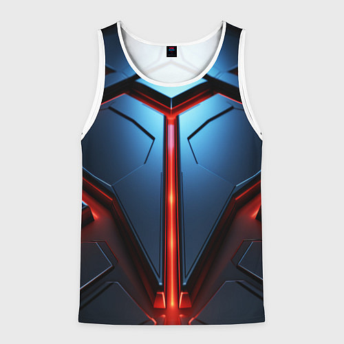 Мужская майка без рукавов Разлом плит под углом с красным светом / 3D-Белый – фото 1