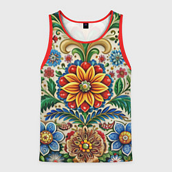 Майка-безрукавка мужская Русские классические узоры и орнамент, цвет: 3D-красный
