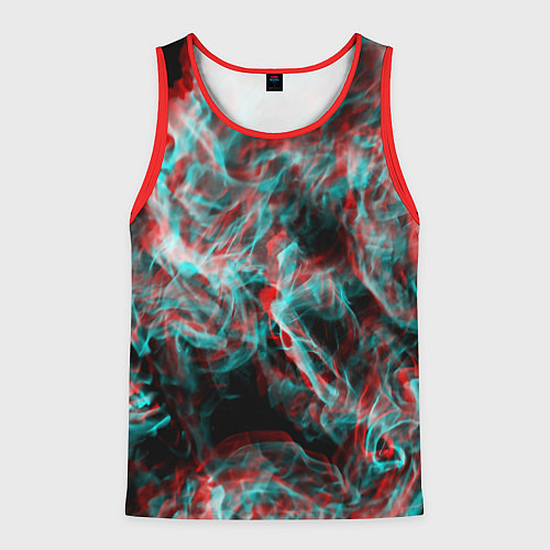 Мужская майка без рукавов Дым из вейпа глитч / 3D-Красный – фото 1