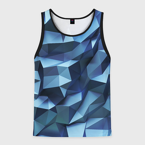 Мужская майка без рукавов Искаженная синяя геометрия / 3D-Черный – фото 1
