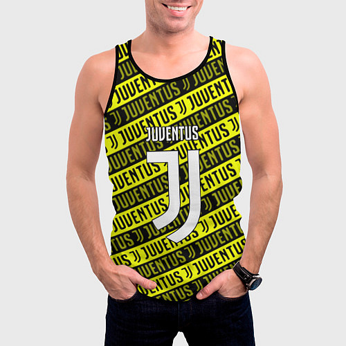 Мужская майка без рукавов Juventus pattern fc / 3D-Черный – фото 3