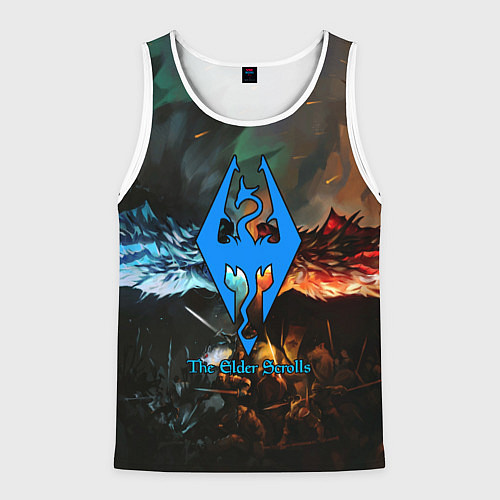 Мужская майка без рукавов Skyrim драконы / 3D-Белый – фото 1