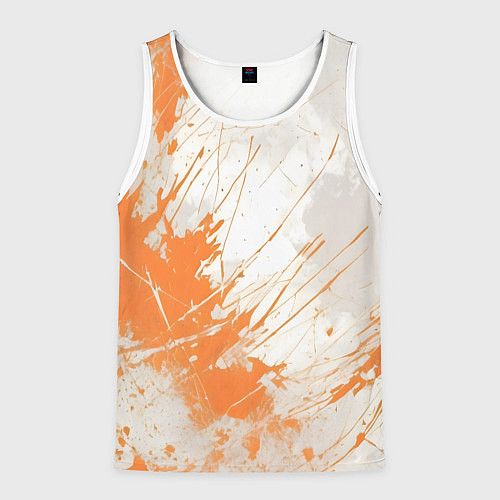 Мужская майка без рукавов Оранжевая краска на белом / 3D-Белый – фото 1