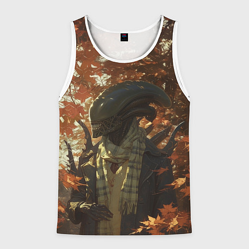 Мужская майка без рукавов Осенний ксеноморф / 3D-Белый – фото 1