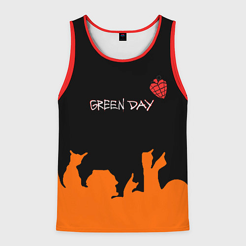 Мужская майка без рукавов Green day rock / 3D-Красный – фото 1