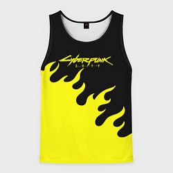 Мужская майка без рукавов Cyberpunk 2077 желтый fire
