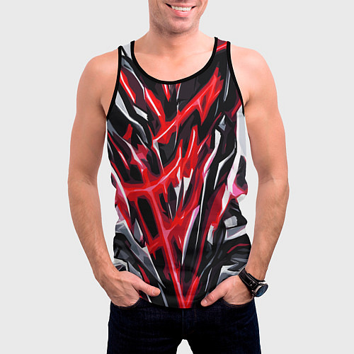 Мужская майка без рукавов Красная энергетическая абстракция / 3D-Черный – фото 3