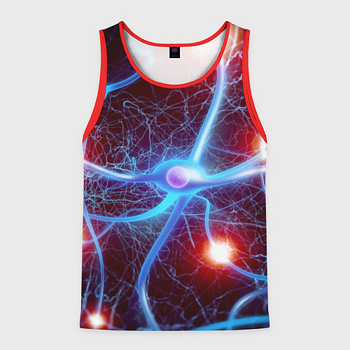 Мужская майка без рукавов Нейронная сеть - аксоны / 3D-Красный – фото 1