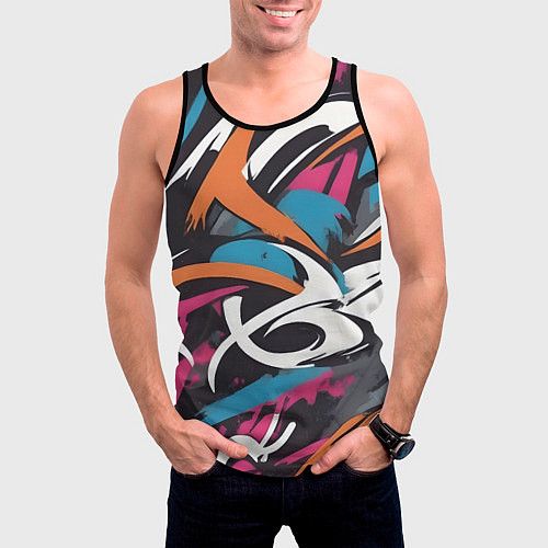 Мужская майка без рукавов Граффити абстракция / 3D-Черный – фото 3