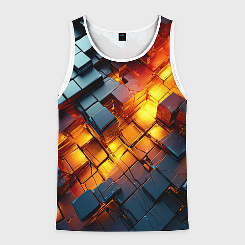 Мужская майка без рукавов Трехмерные кубики с разрушением / 3D-Белый – фото 1