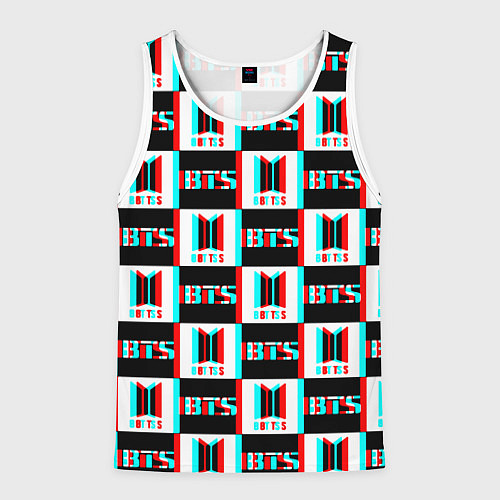 Мужская майка без рукавов BTS glitch pattern / 3D-Белый – фото 1