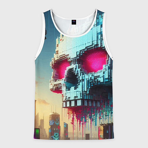 Мужская майка без рукавов Cool pixel skull - ai art fantasy / 3D-Белый – фото 1