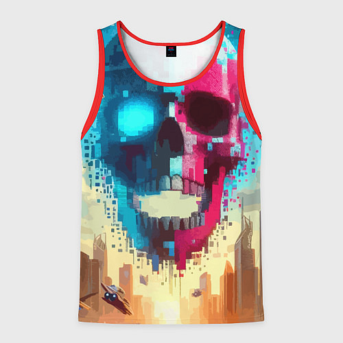 Мужская майка без рукавов Cool vanguard neon cyber skull - ai art / 3D-Красный – фото 1