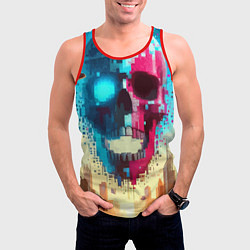 Майка-безрукавка мужская Cool vanguard neon cyber skull - ai art, цвет: 3D-красный — фото 2