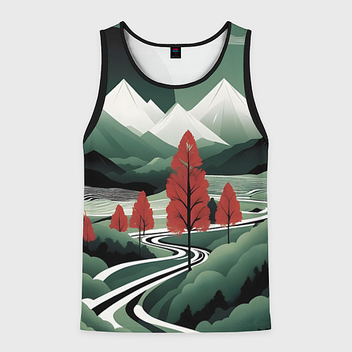 Мужская майка без рукавов Дорога на природу / 3D-Черный – фото 1
