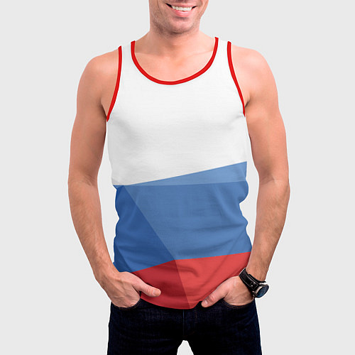 Мужская майка без рукавов Триколор флаг России / 3D-Красный – фото 3