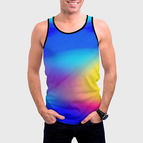 Мужская майка без рукавов Линии геометрии градиент / 3D-Черный – фото 3