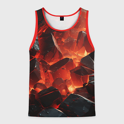 Мужская майка без рукавов Текстура черных камней / 3D-Красный – фото 1