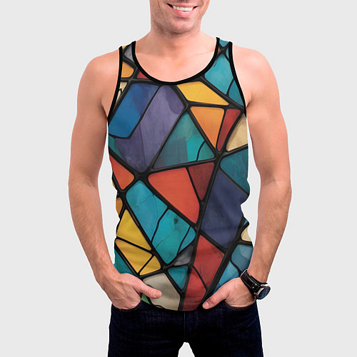 Мужская майка без рукавов Цветное стекло витраж / 3D-Черный – фото 3