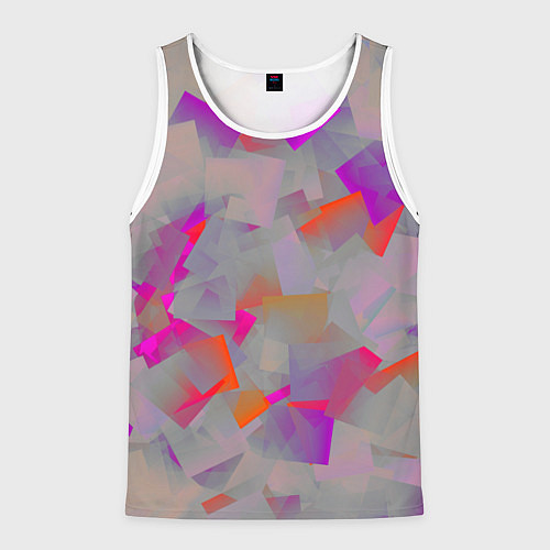 Мужская майка без рукавов Розово-фиолетовые осколки / 3D-Белый – фото 1