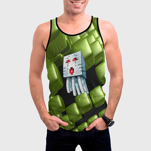 Мужская майка без рукавов Minecraft ghost / 3D-Черный – фото 3