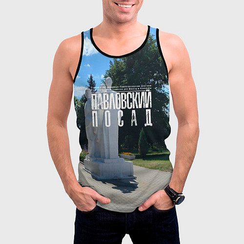 Мужская майка без рукавов Город Павловский Посад / 3D-Черный – фото 3