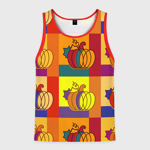 Мужская майка без рукавов Тыква разноцветная / 3D-Красный – фото 1