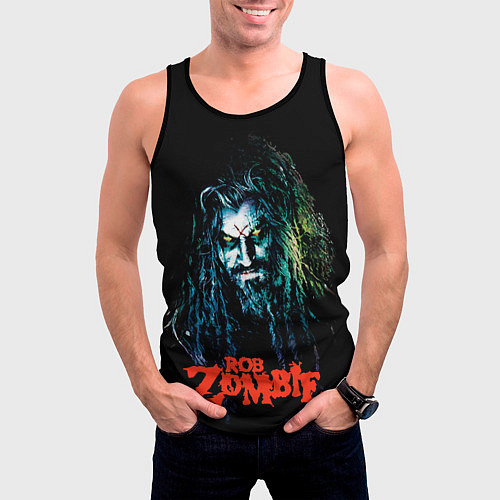 Мужская майка без рукавов Rob zombie portrait / 3D-Черный – фото 3