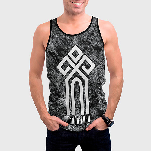 Мужская майка без рукавов Символ славян - славянский чур / 3D-Черный – фото 3