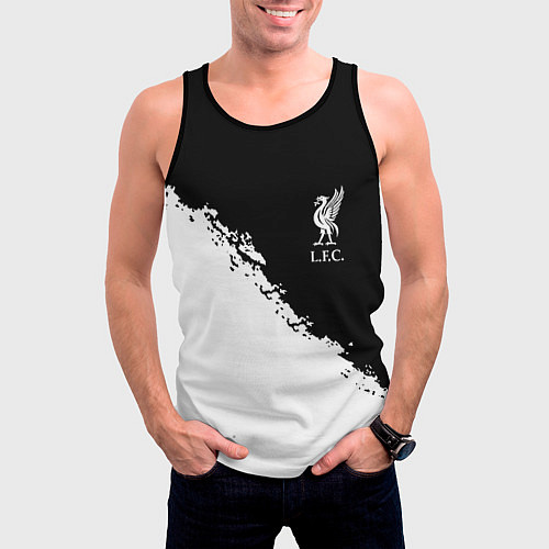 Мужская майка без рукавов Liverpool fc белые краски / 3D-Черный – фото 3