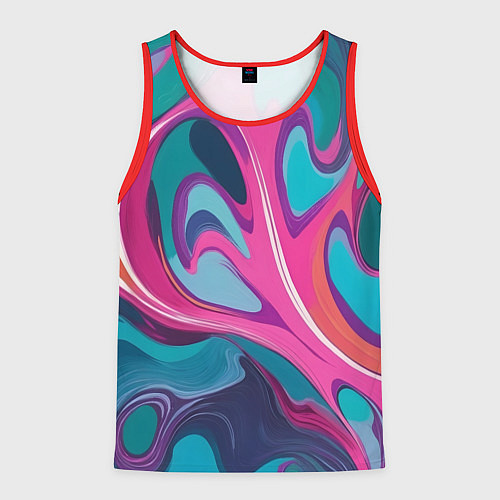 Мужская майка без рукавов Эбру краска / 3D-Красный – фото 1