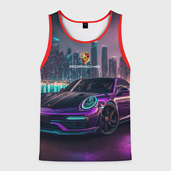 Майка-безрукавка мужская Porshe night city, цвет: 3D-красный