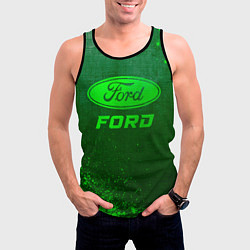 Майка-безрукавка мужская Ford - green gradient, цвет: 3D-черный — фото 2